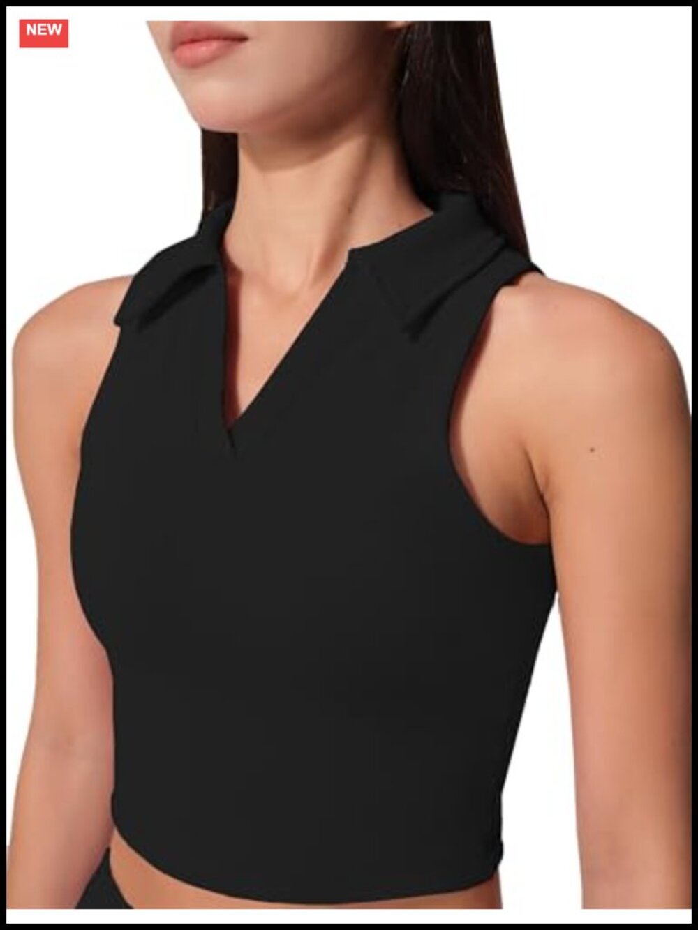 Sleeveless Polo Golf Shirt Women Athletic Cropped Tank Top